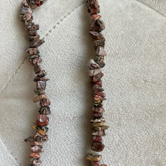 Leopard Skin Jasper Chips Neclace, Natural Stones, Brown, 80’s vintage - Picture 3 of 5
